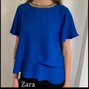 Zara Elegant Blue Layered Women's Top